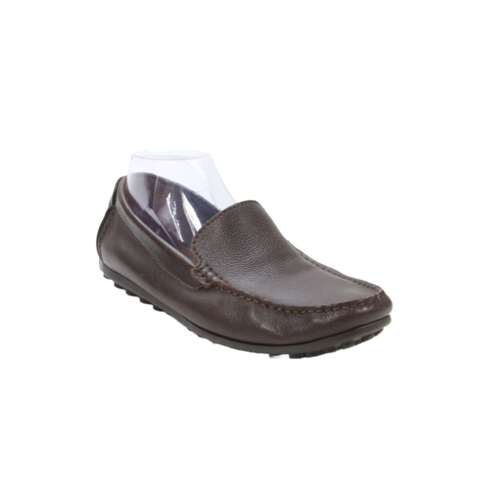 Clarks Mens Solid Leather Slip On Loafers Brown Size 8